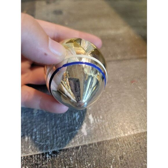 Reflective blown glass silver white blue line ornaments Xmas decor - Picture 6 of 7